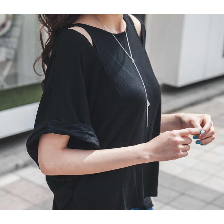 Te6423yzs Loose Large Size Batwing Sleeve Backless Sexy Irregular T Shirt