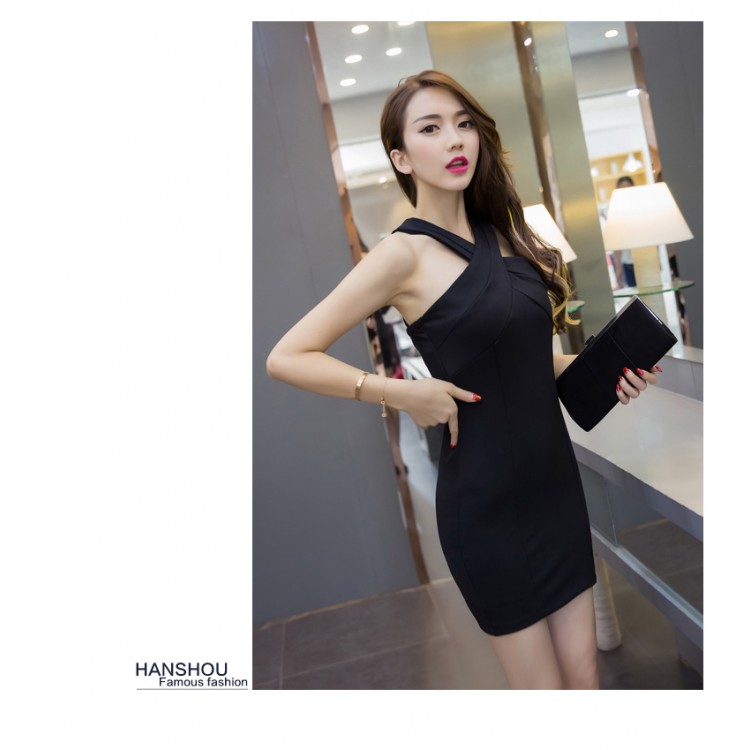 Te9306wmss Trendy Sexy Cross Strap Backless Gallus Dress 