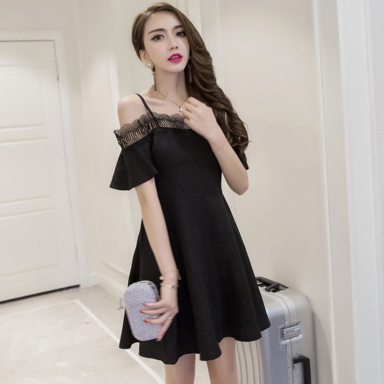 TE7018WMSS Korean style hollow out lace boat neck off shoulder ...