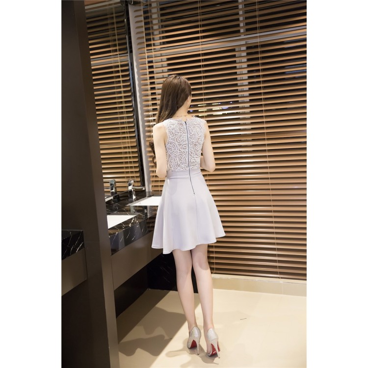 Te9288wmss Korean Fashion Splicing Slim Sexy Sleeveless Dress