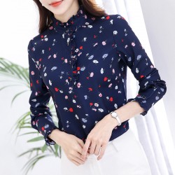 928  lace collar chiffon long sleeve shirt