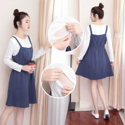 8814 White T-shirt with nursing Strap Dress